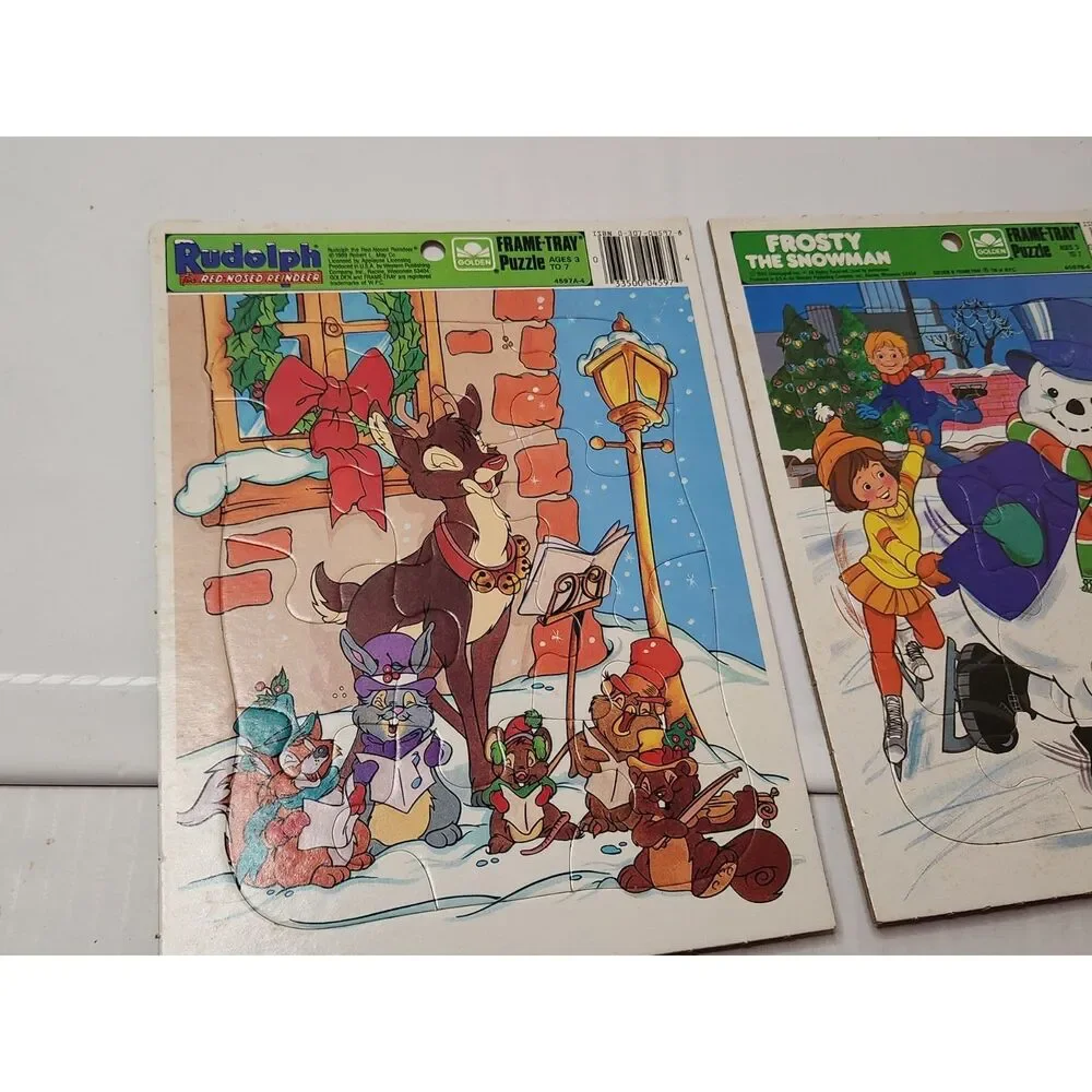 Vintage Rudolph & Frosty Frame‑Tray Puzzles Complete